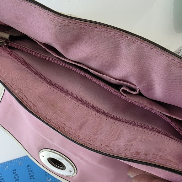 Coach Poppy Eyelet Leather Satchel Crossbody Bag Cream White Purse - Picture 4 of 12